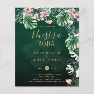 BUDGET Tropical Leaves Green WEDDING INVITATION Flyer