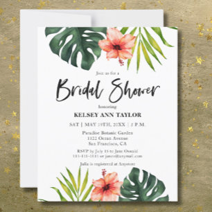 Budget Tropical Monstera Bridal Shower Invitation