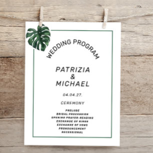 Budget Tropical Palm Leaf programme de mariage