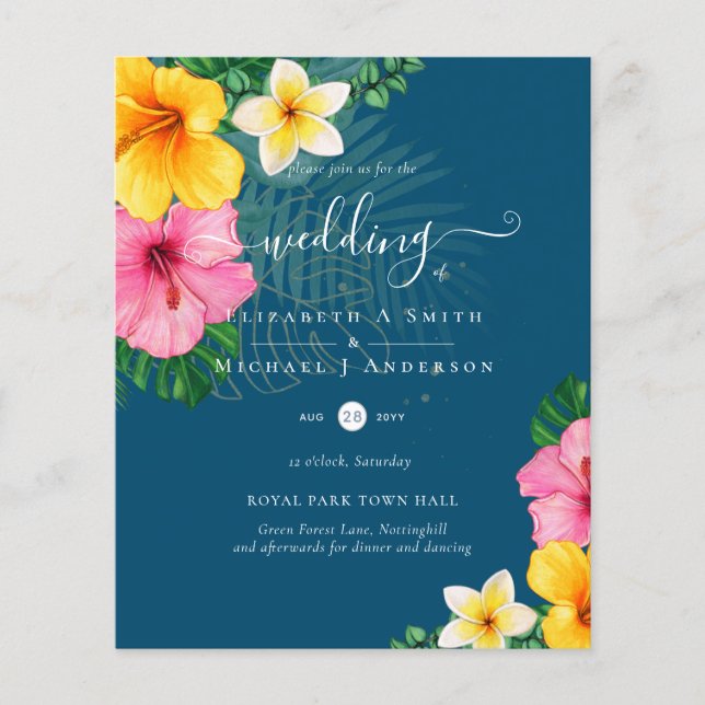 BUDGET Tropical Paradise Beach Wedding Florals Flyer (Front)
