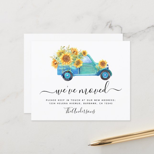 Budget Truck Sunflower We've Moved Announcement  (Front/Back In Situ)