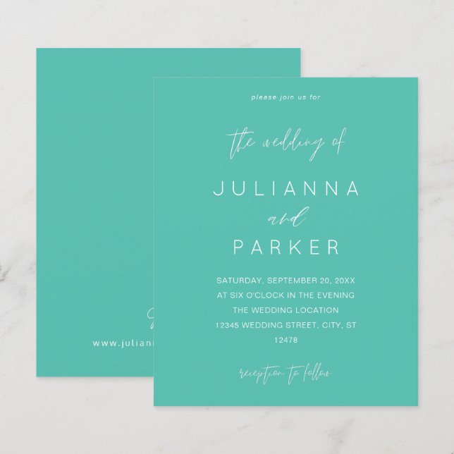 Budget Turquoise MOD Calligraphy Wedding (Front/Back)