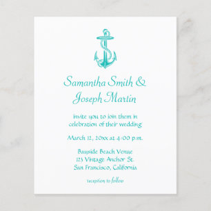 Budget Turquoise Vintage Anchor Wedding Invitation
