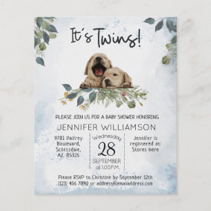 Budget Twins Puppy Baby Shower Invitation