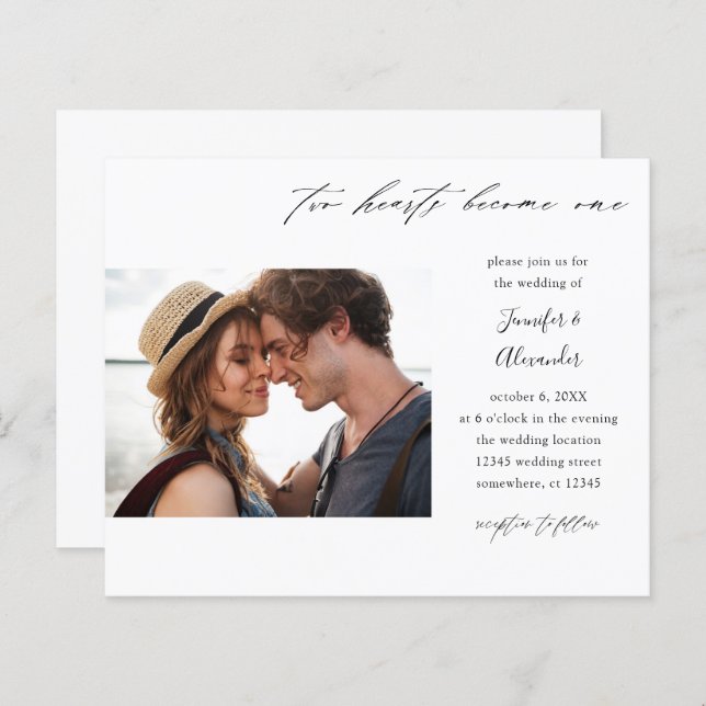 Budget Two Hearts Photo Calligraphy Wedding (Front/Back)