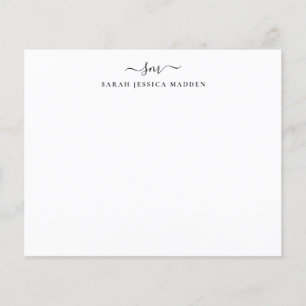 BUDGET Two Monogram Girly Script Swash Note Card