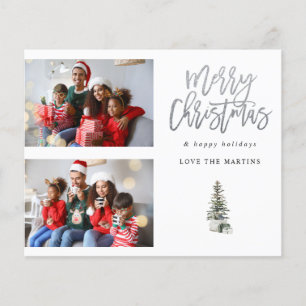 Budget Two Photo Christmas Tree Modern Flyer