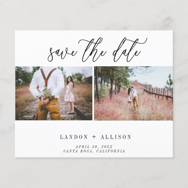 Budget Two Photo Save the Date Post Card (Front)