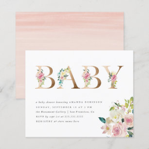 Budget Type Watercolor Floral Gold Baby Shower