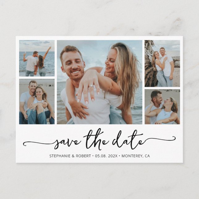 Budget Typography Photo Wedding Save The Date Invitation Postcard (Front)