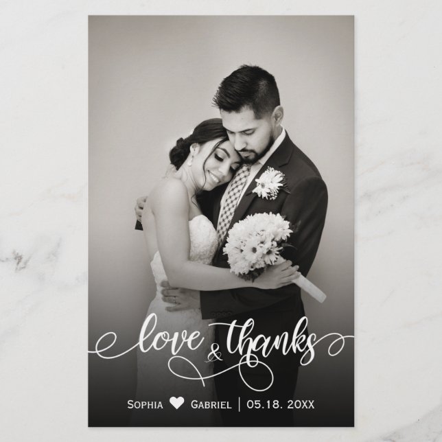 Budget Typography Script Wedding Thank You Card (Front)