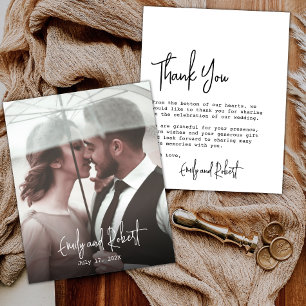 Budget Typography Wedding Thank You Photo Card