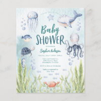 Budget Under The Sea Baby Shower Invitation