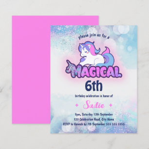 Budget Unicorn Magical Any Age 6th Birthday