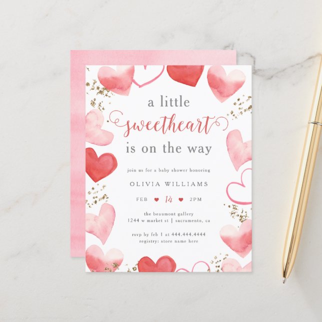 Budget Valentine Sweetheart Hearts Baby Shower (Front/Back In Situ)