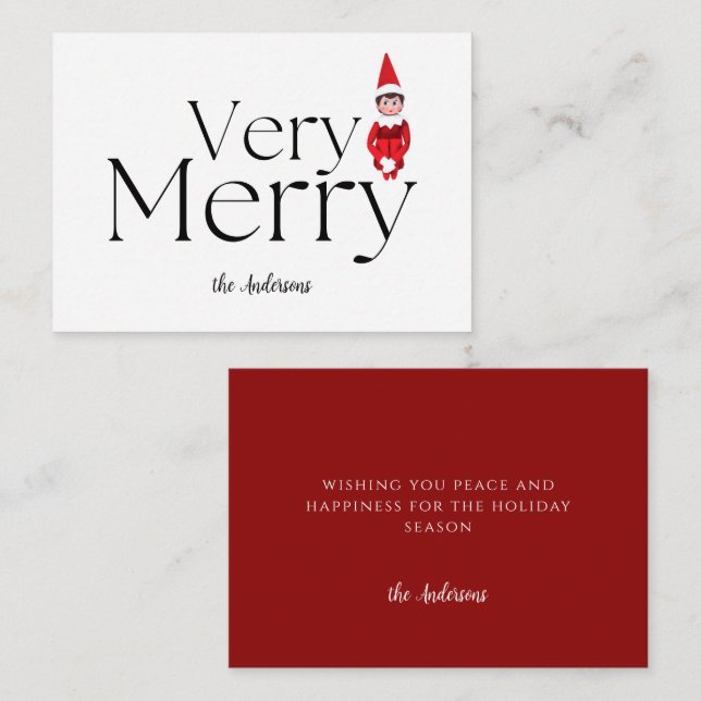 budget very merry christmas elf family holiday card (Front/Back)