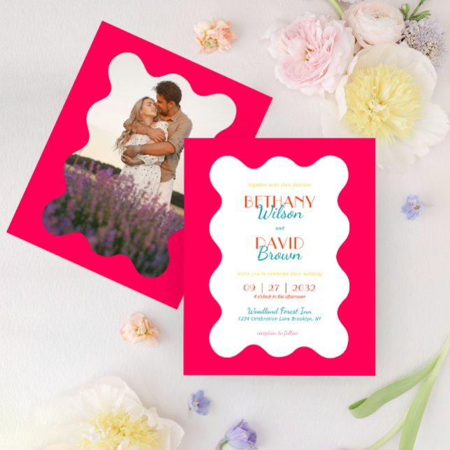 BUDGET Vibrant Magenta Teal Wave Photo Wedding (Creator Uploaded)