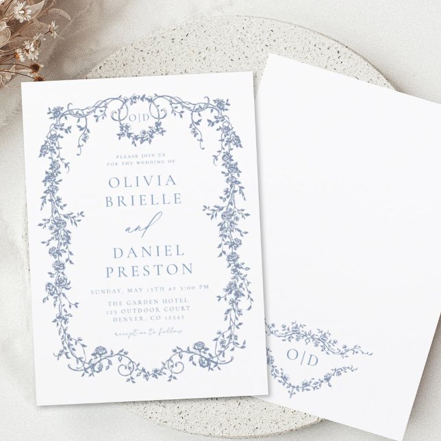 Budget Victorian French Blue Wedding Monogram (Creator Uploaded)