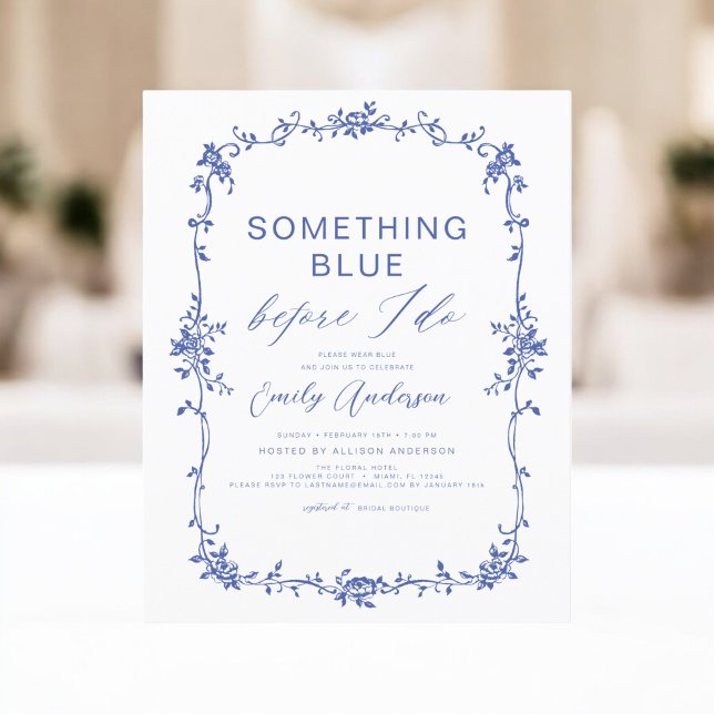 Budget Victorian Something Blue Invitation Flyer (Creator Uploaded)
