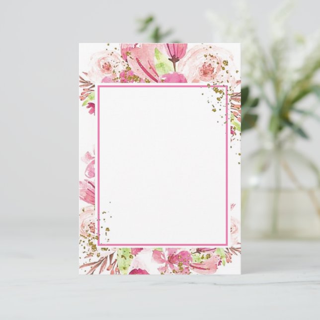 Budget vierge Invitation de mariage floral rose Fa (Debout devant)