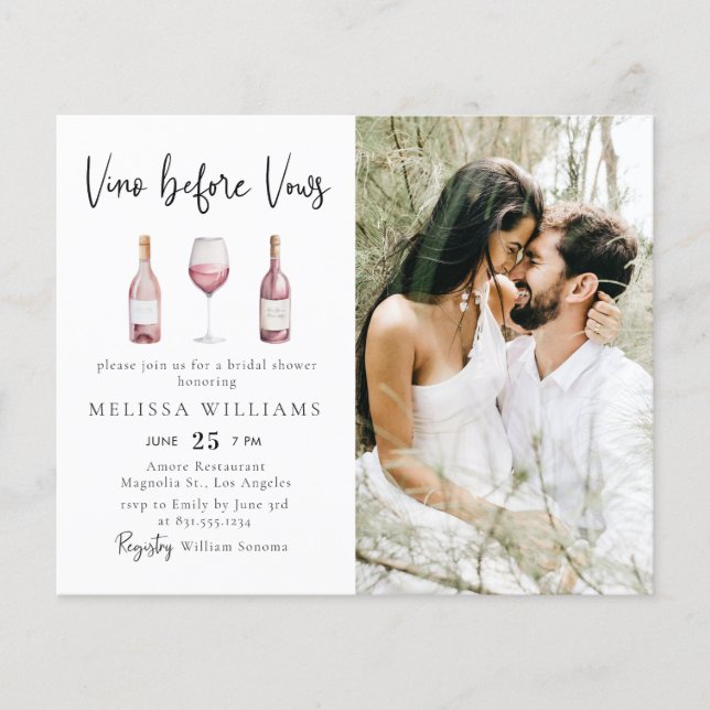 Budget Vino Before Vows Photo Bridal Shower  Flyer (Front)