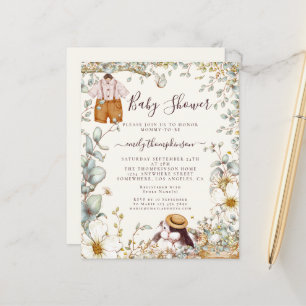 Budget Vintage Bunny Boy Baby Shower Cream Invite