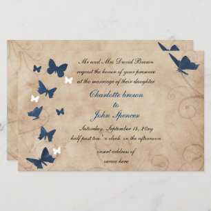 Budget Vintage Butterfly Wedding Invitations
