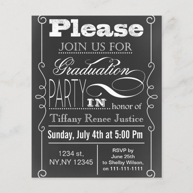 Budget Vintage Chalk Graduation party Invitation (Front)