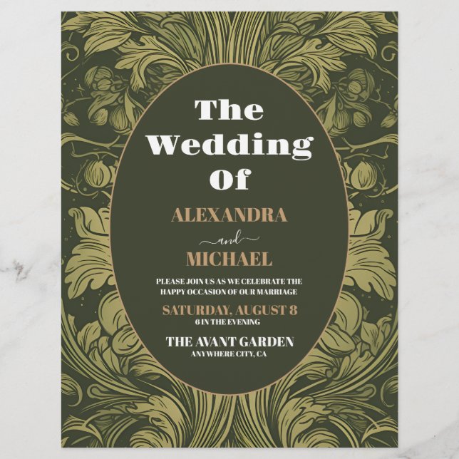 Budget Vintage Floral Art Nouveau Wedding Flyer (Front)
