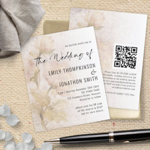 Budget Vintage Florals QR Code Wedding Invite