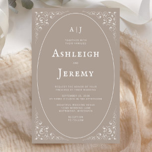 Budget Vintage Foliage Taupe Wedding Invitation
