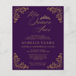 BUDGET Vintage Purple Gold Mis Quince Quinceañera
