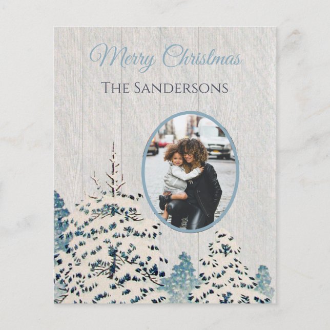 Budget Vintage Snowy Woods Photo Christmas Card (Front)