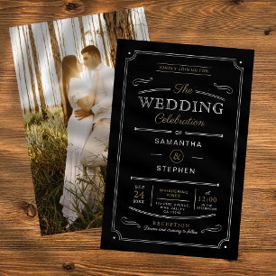 Budget Vintage Style Photo Wedding Invitation