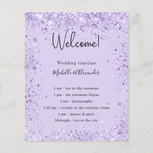 Budget violet glitter wedding program details