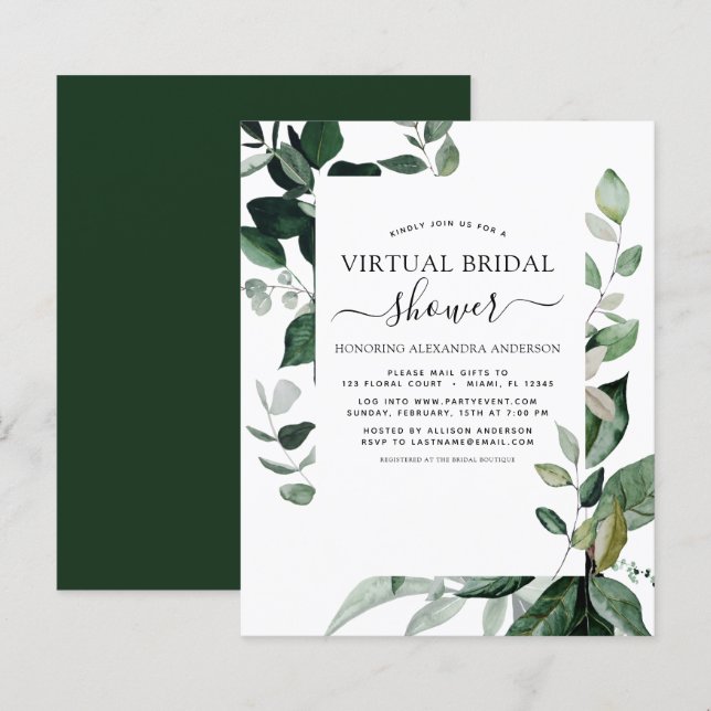 Budget Virtual Bridal Shower Greenery (Front/Back)