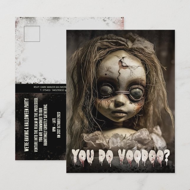 Budget Voodoo Doll Adult Halloween Invitation (Front/Back)