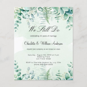 Budget vow renewal eucalyptus greenery invitation