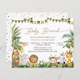 Budget Watercolor Animals Baby Brunch Invitation