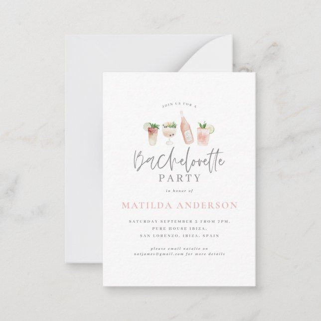 budget watercolor bachelorette party invitation (Front)