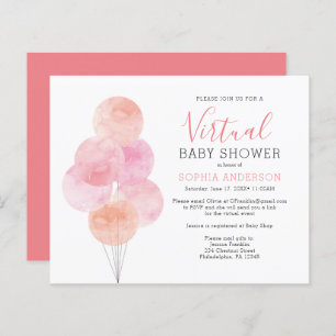 Budget Watercolor Balloons Virtual Baby Invite