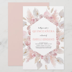 Budget Watercolor Boho QUINCEAÑERA Invitation