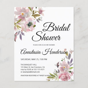 Budget Watercolor Bridal Shower Invitation