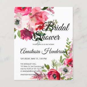 Budget Watercolor Bridal Shower Invitation