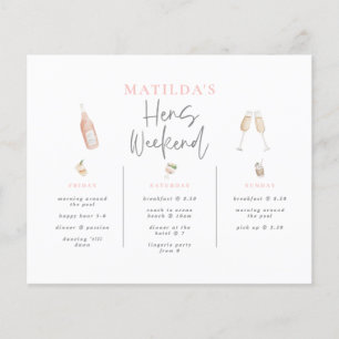 budget Watercolor champagne hens weekend 3 day