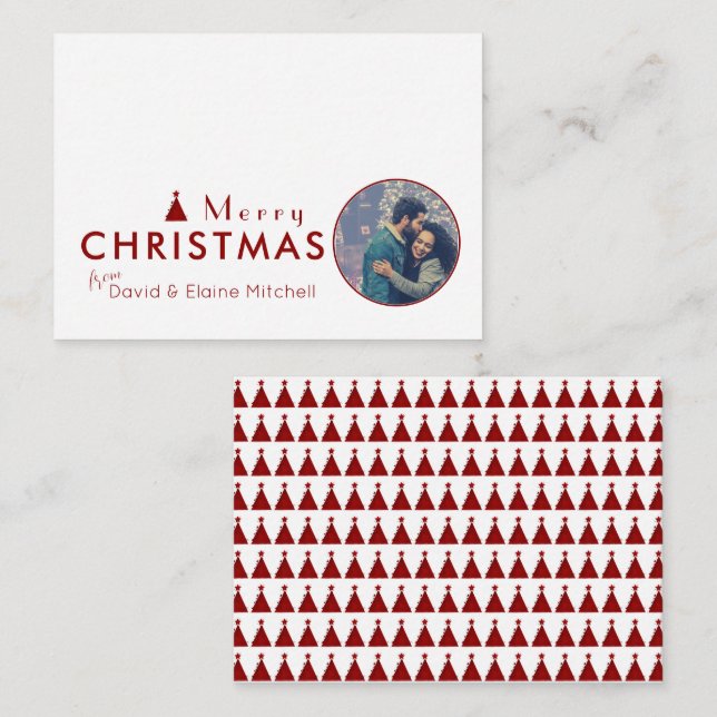 Budget Watercolor Christmas Tree Couple Photo Card (Front/Back)