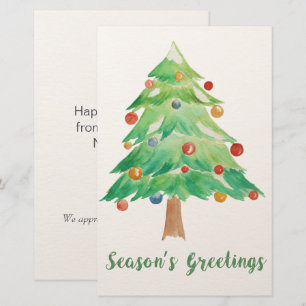 Budget Watercolor Christmas Tree holidays card