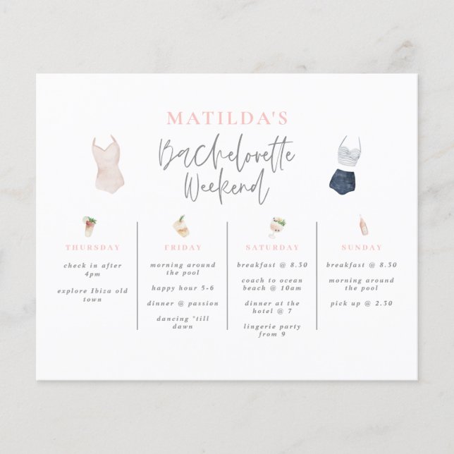 budget Watercolor drinks bachelorette weekend (Front)