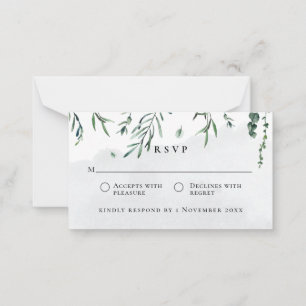 Budget Watercolor Falling Leaves Wedding RSVP Card