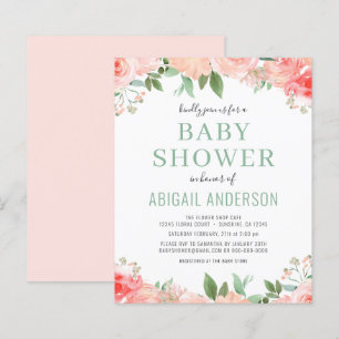 Budget Watercolor Floral Baby Shower Invitation